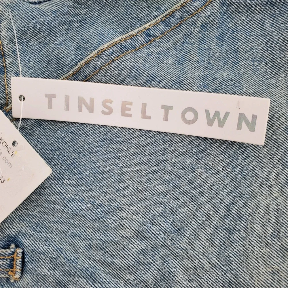 Tinseltown 100% Cotton Cargo Cut Off Denim Shorts Vintage Light Wash Mid Rise 11